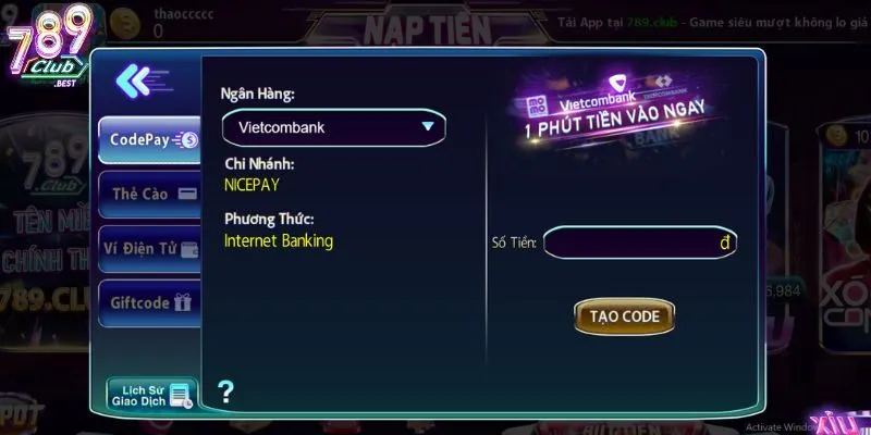 Nạp Tiền 789Club 1 Nạp tiền 789Club qua ngân hàng